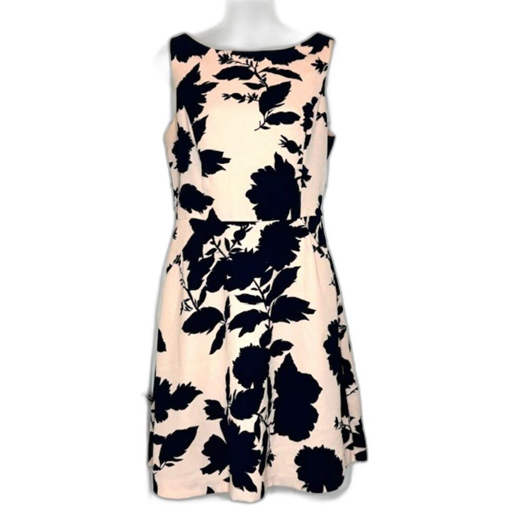 THE LIMITED SIZE 6 NAVY BLUE & PEACH SHEATH DRESS WITH POCKETS